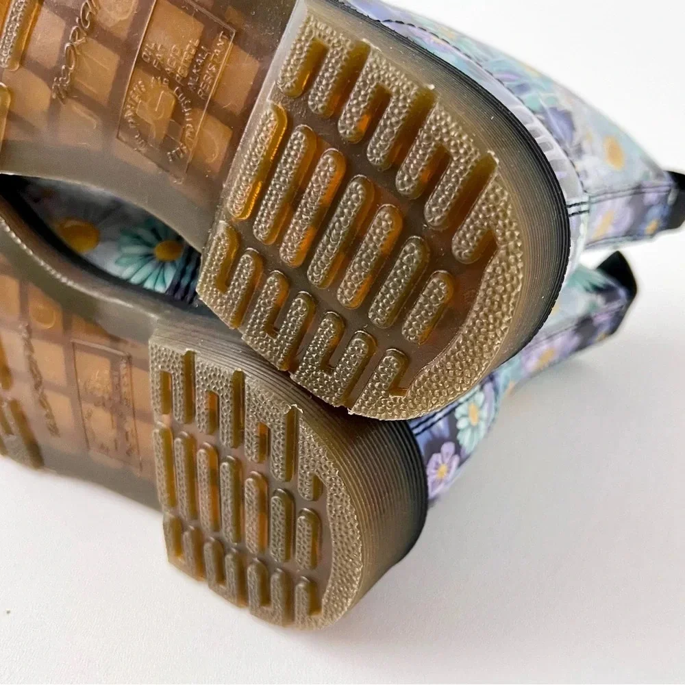 DR. MARTENS | Pascal Paint Slick Backhand Purple White Floral Drip Boots US 7 - Picture 10 of 13